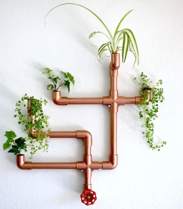 copper pvc wall planter
