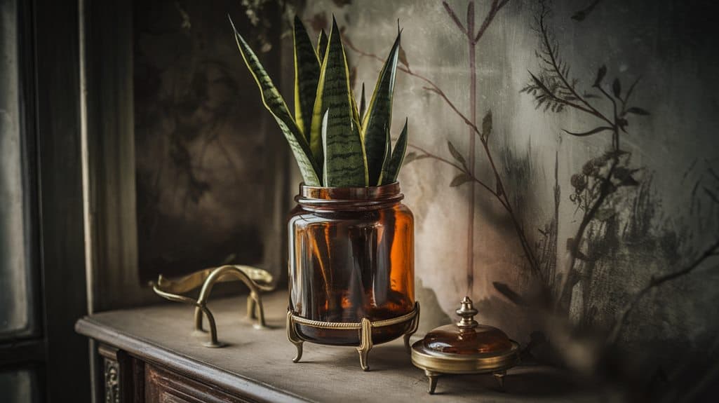 antique apothecary jar floral arrangement