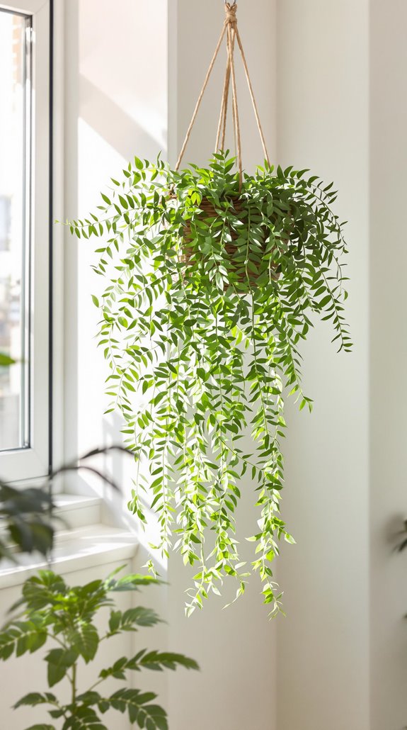 lush verdant cascading houseplant