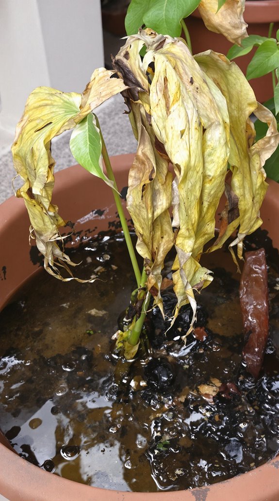 overwatering causes plant distress