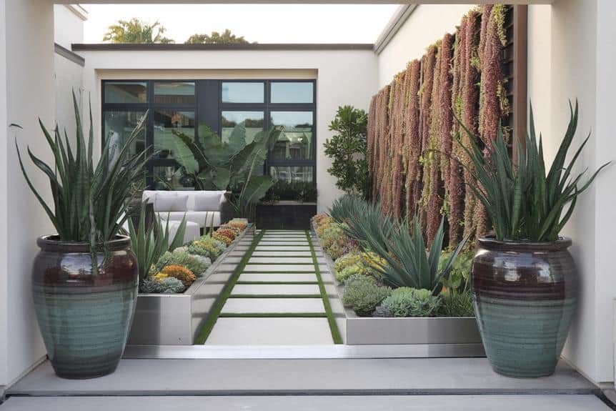 serene sculptural foliage outdoor arrangements