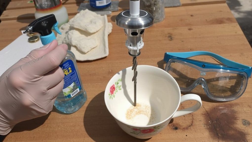 drill drainage hole carefully