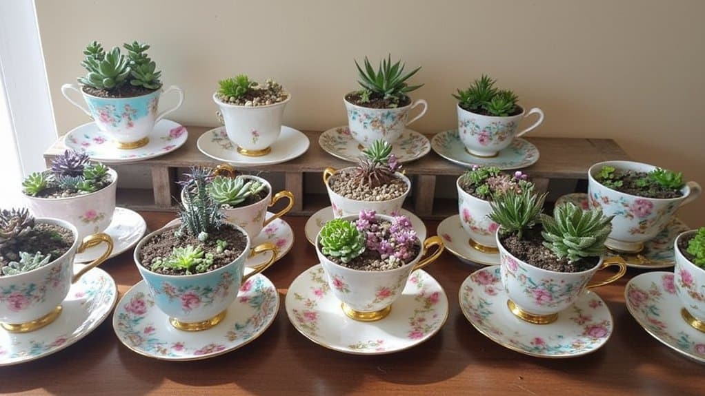 vintage tea cup planters